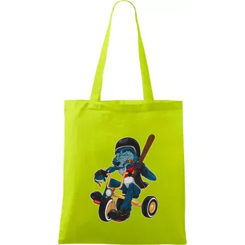 Vlk na tříkolce - Taška bavlněná - 42 x 38 cm ( Limetková )