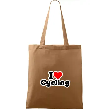Nákupní taška I love cycling - Taška bavlněná - 42 x 38 cm ( Cappuccino )