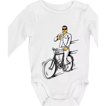 Gentleman na kole s pivem - Body kojenecké s dlouhým rukávem - Dlouhý r. do 3 měs ( Bílá )