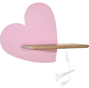Dětské svítidlo LED Dětské nástěnné svítidlo s poličkou HEART LED/5W/230V růžová/dřevo