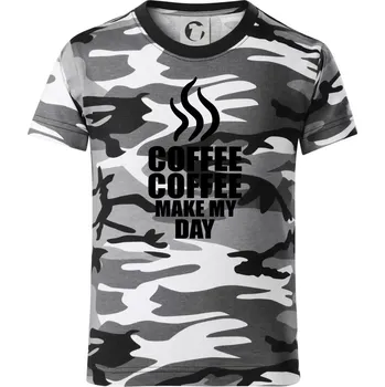 Chlapecké tričko Coffee make my day - Dětské maskáčové triko - 104-110cm / 3-4 roky ( Šedý maskáč )