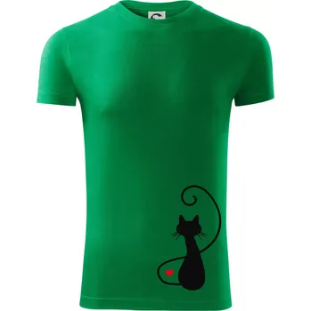 Pánské oblečení Zamilovaná kočka zpředu - Viper FIT - Pánské zůžené tričko - 3XL ( Středně zelená )