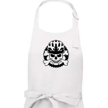 Kuchyňská zástěra Lebka cyklisty - helma - Dámská zástěra na vaření - Univerzální velikost ( Bílá )