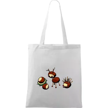 Nákupní taška Kaštanová zvířátka - v řadě - Taška bavlněná - 42 x 38 cm ( Bílá )