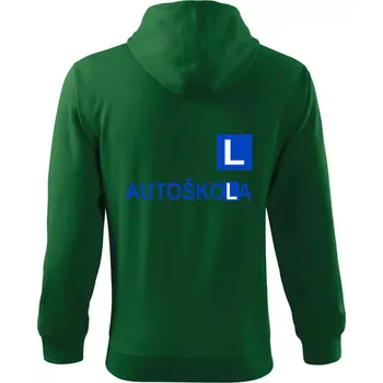 Pánská mikina Autoškola nápis - Mikina s kapucí na zip trendy zipper - 2XL ( Lahvově zelená )