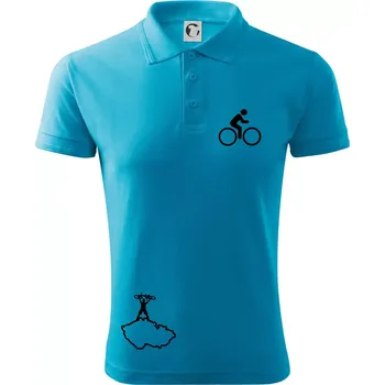 Pánská košile Mapa ČR + kolo na prsu - Polokošile pánská Pique Polo 203 - M ( Světlý tyrkys )