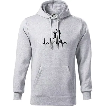 Pánská mikina EKG volejbalisti muži - Mikina pánská Cape s kapucí - 4XL ( Světlešedý Melír )