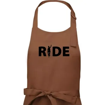 Kuchyňská zástěra Ride - nápis s cyklistou - Dámská zástěra na vaření - Univerzální velikost ( Kakaová )