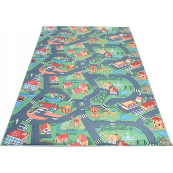 Koberec KOBEREC Dětský PRINTED 80x150 Tištěný Barevný Vesnice Ulice Silnice Farma