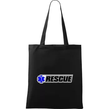 Nákupní taška Záchranář rescue kříž modrý - Taška bavlněná - 42 x 38 cm ( Černá )