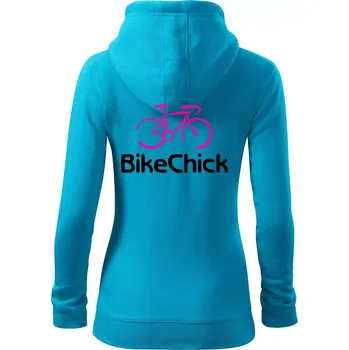 Dámská mikina Bike Chick - Dámská mikina trendy zipper s kapucí - S ( Světlý tyrkys )