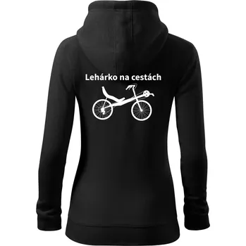 Dámská mikina Lehárko na cestách - Dámská mikina trendy zipper s kapucí - 2XL ( Černá )