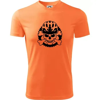 Pánské oblečení Lebka cyklisty - helma - Pánské triko Fantasy sportovní (dresovina) - M ( Neon mandarine )