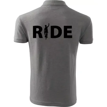 Pánská košile Ride - nápis s cyklistou - Polokošile pánská Pique Polo 203 - M ( Tmavě šedý melír )