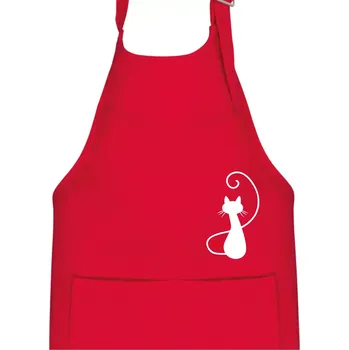Kuchyňská zástěra Zamilovaná kočka zpředu - Dětská zástěra na vaření - Univerzální velikost ( Červená )