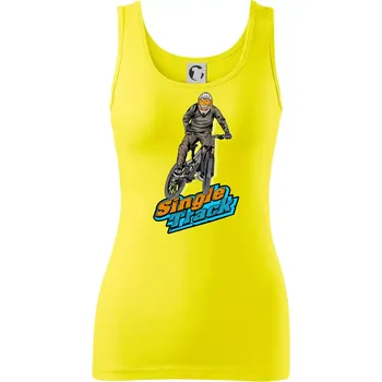 Dámské tričko Single track jezdec - Dámské tílko - XL ( Citrónová )