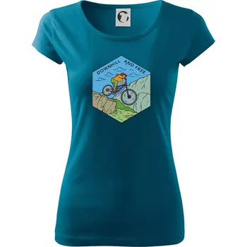 Dámské tričko Downhill and free holka - Dámské triko Pure - S ( Petrolejová )