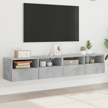 Obývací pokoj vidaXL Nástěnné TV skříňky 2 ks 80 x 30 x 30 cm kompozitní dřevo [836879] Barva: Betonová šedá
