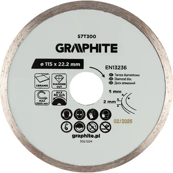 Řezný kotouč Graphite Diamantový řezný kotouč, 115 x 22,2 mm, mokrý