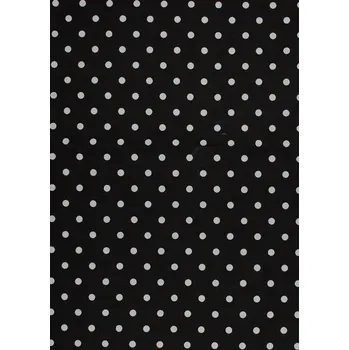 Bavlněná česká látka šíře 150cm - bílý puntík 7mm na černé (50cm)