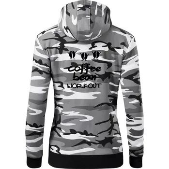 Dámská mikina Coffee bean workout - Dámská mikina trendy zipper s kapucí - L ( Šedý maskáč )