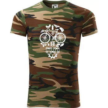 Pánské tričko Bike lebka - Army CAMOUFLAGE - 2XL ( Hnědý maskáč )