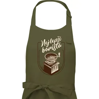 Kuchyňská zástěra Nejlepší barista - Pánská zástěra na vaření - Univerzální velikost ( Khaki )