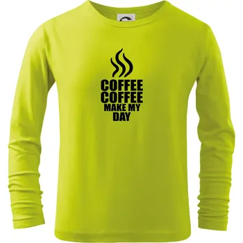 Chlapecké oblečení Coffee make my day - Triko dětské Long Sleeve - 146 cm/10 let ( Limetková )