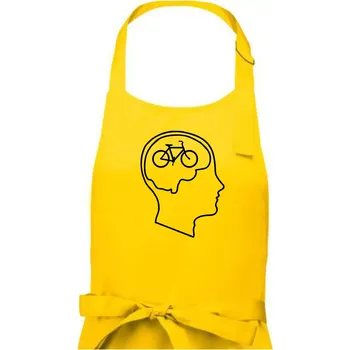 Kuchyňská zástěra Myslím jen na kolo - Dámská zástěra na vaření - Univerzální velikost ( Žlutá )