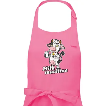 Kuchyňská zástěra Milk machine - Dámská zástěra na vaření - Univerzální velikost ( Růžová )