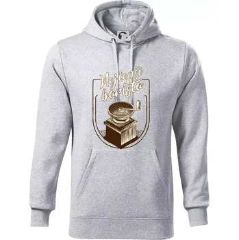 Pánská mikina Nejlepší barista - Mikina pánská Cape s kapucí - 4XL ( Světlešedý Melír )
