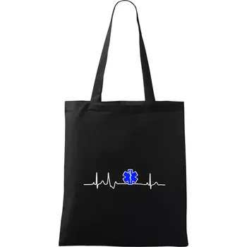 EKG rescue modrá hvězda - Taška bavlněná - 42 x 38 cm ( Černá )
