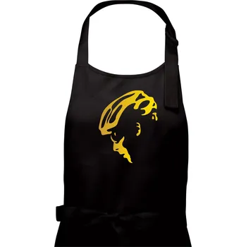 Kuchyňská zástěra Hlava cyklista zlatá - Dámská zástěra na vaření - Univerzální velikost ( Černá )