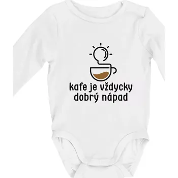 Kafe je vždycky dobrý nápad - Body kojenecké s dlouhým rukávem - Dlouhý r. 3-6 měs ( Bílá )
