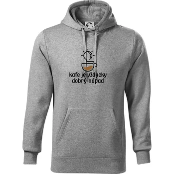 Pánská mikina Kafe je vždycky dobrý nápad - Mikina pánská Cape s kapucí - 5XL ( Tmavě šedý melír )