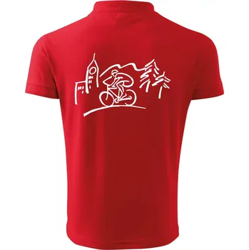 Pánská košile Cyklista na výletě - Polokošile pánská Pique Polo 203 - S ( Červená )