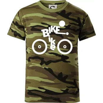 Bike nápis postava - Dětské maskáčové triko - 134 cm/8 let ( Zelený maskáč )