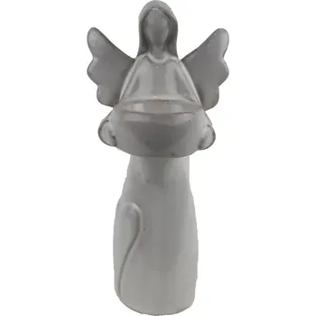 Vánoce Anděl na svíčku 22.2 cm šedá