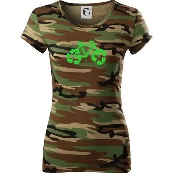 Dámské tričko Kolo ekologie - Dámské maskáčové triko - XS ( Hnědý maskáč )