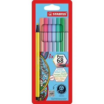 Popisovač Stabilo Pen 68, 1 mm, 8 pastelových barev