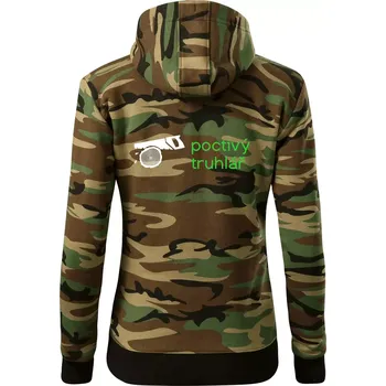 Dámská mikina Poctivý Truhlář - Dámská mikina trendy zipper s kapucí - S ( Hnědý maskáč )