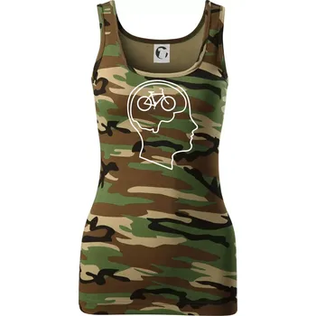 Dámské tričko Myslím jen na kolo - Dámské Maskáčové tílko - M ( Hnědý maskáč )