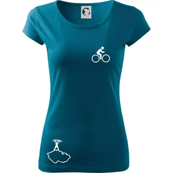 Dámské oblečení Mapa ČR + kolo na prsu - Dámské triko Pure - M ( Petrolejová )