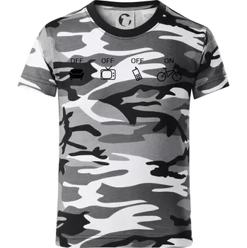 Zapni cyklorežim - Dětské maskáčové triko - 146 cm/10 let ( Šedý maskáč )