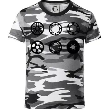 Chlapecké tričko Cyklo Převodníky - Dětské maskáčové triko - 104-110cm / 3-4 roky ( Šedý maskáč )