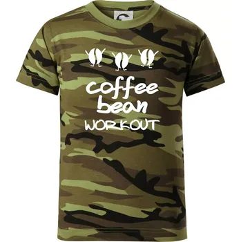 Coffee bean workout - Dětské maskáčové triko - 146 cm/10 let ( Zelený maskáč )