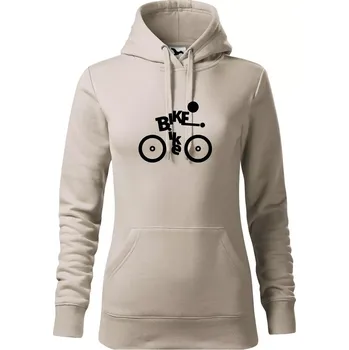 Dámská mikina Bike nápis postava - Mikina dámská Cape s kapucí - 2XL ( Ledově šedá )