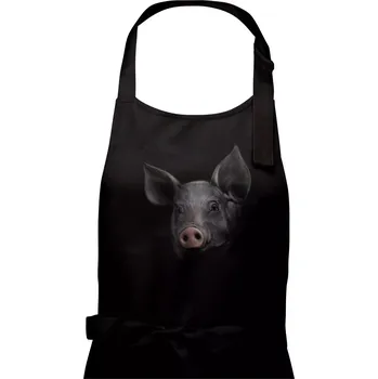 Kuchyňská zástěra Prase portrét - Pánská zástěra na vaření - Univerzální velikost ( Černá )