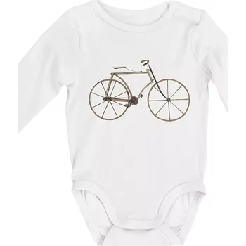 Dřevěné kolo - Body kojenecké s dlouhým rukávem - Dlouhý r. 3-6 měs ( Bílá )