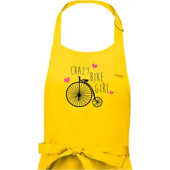 Kuchyňská zástěra Crazy bike girl - Dámská zástěra na vaření - Univerzální velikost ( Žlutá )